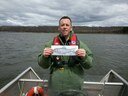 Jim and fish friend are migrating out of Medomak Estuary and deploying another acoustic telemetry receiver.